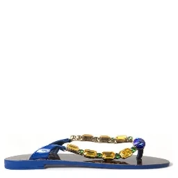 Blue Crystals Flats Sandals Beachwear Shoes