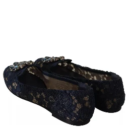 Blue Crystal Loafer Lace Ballet Flats Shoes