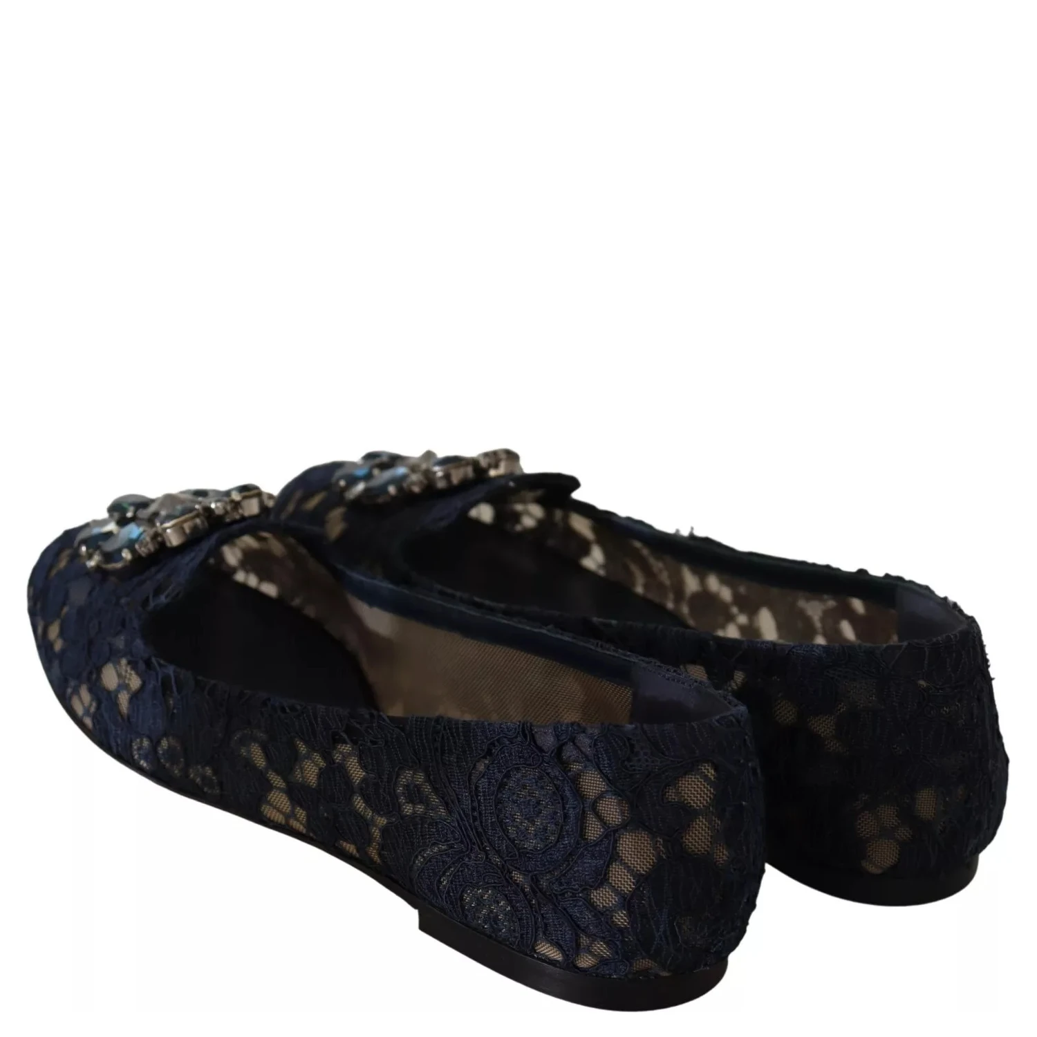 Blue Crystal Loafer Lace Ballet Flats Shoes