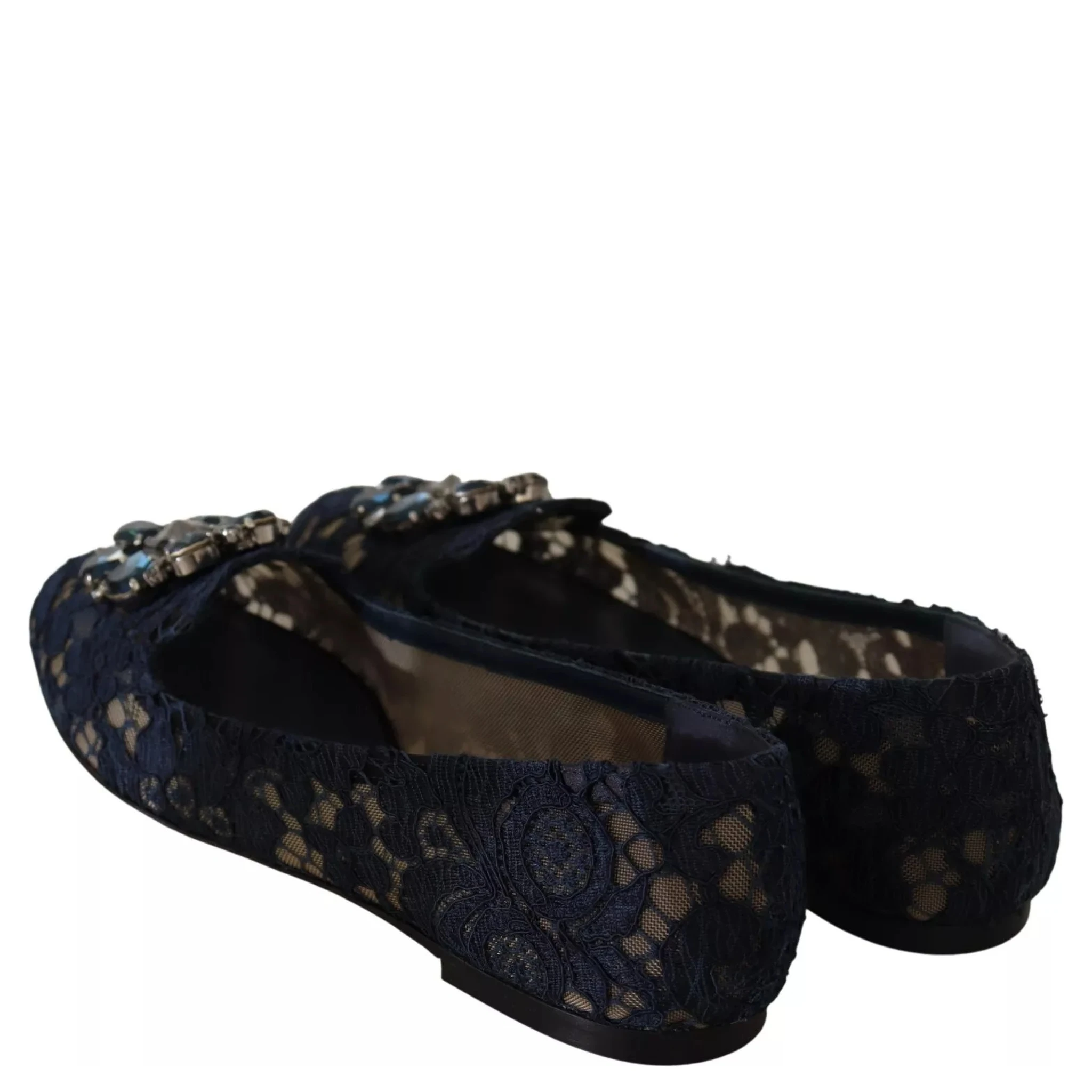 Blue Crystal Loafer Lace Ballet Flats Shoes