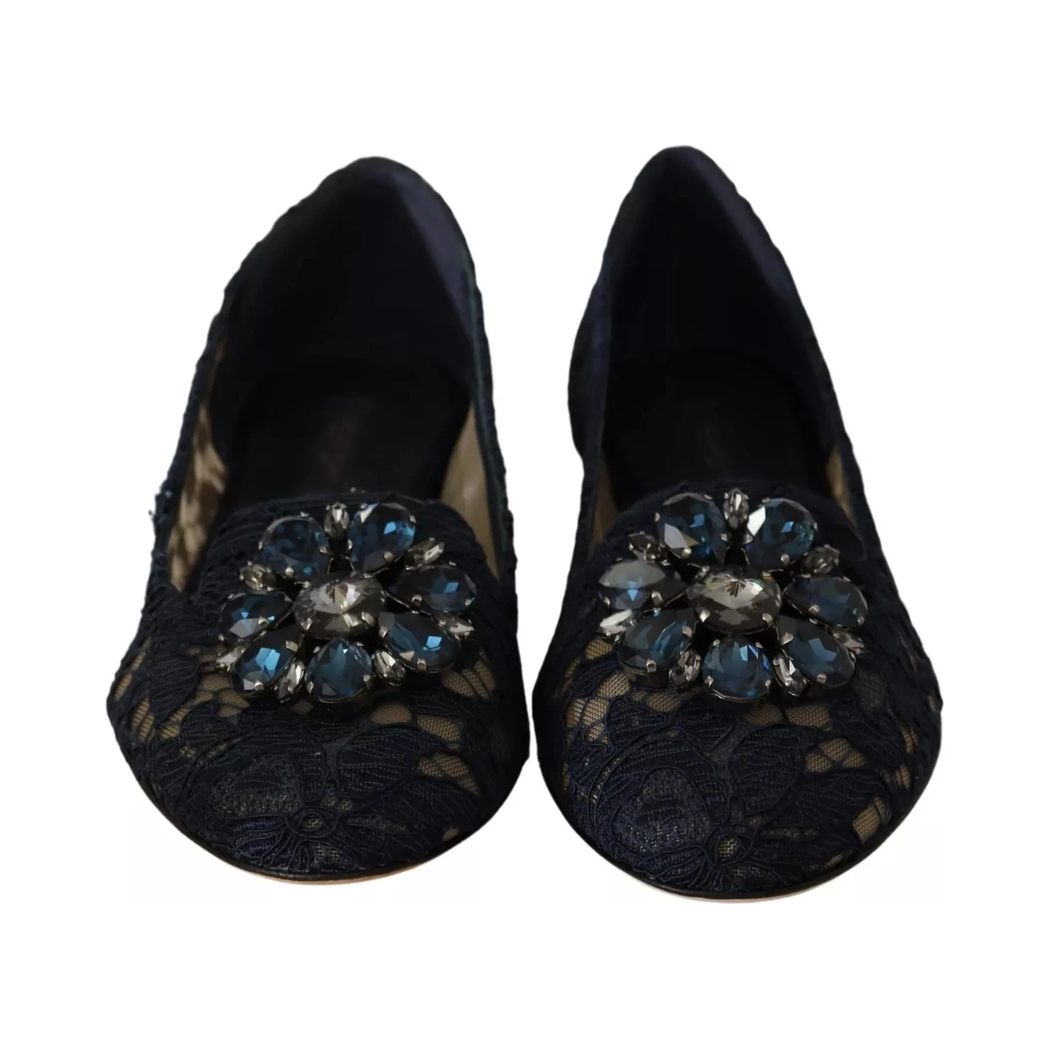 Blue Crystal Loafer Lace Ballet Flats Shoes