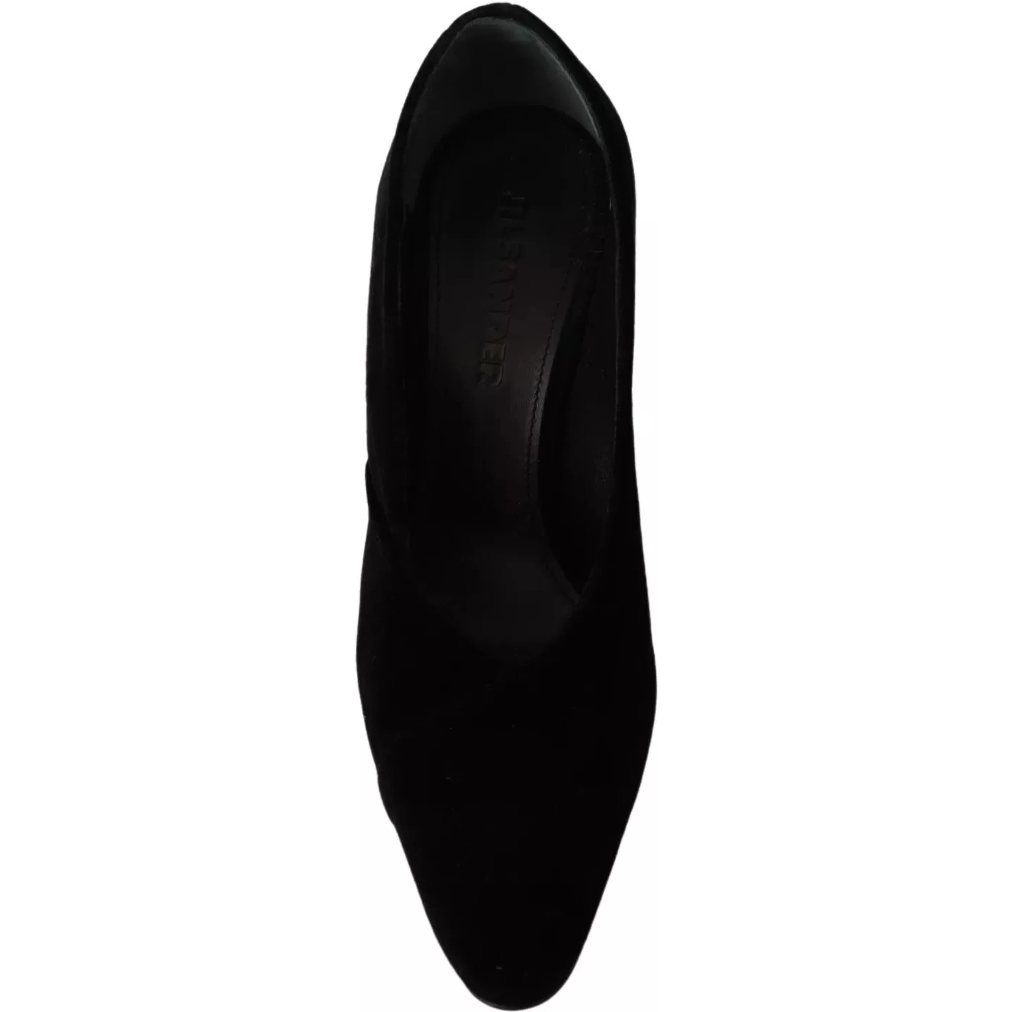 Black Leather Suede Block Heels Pumps Shoes