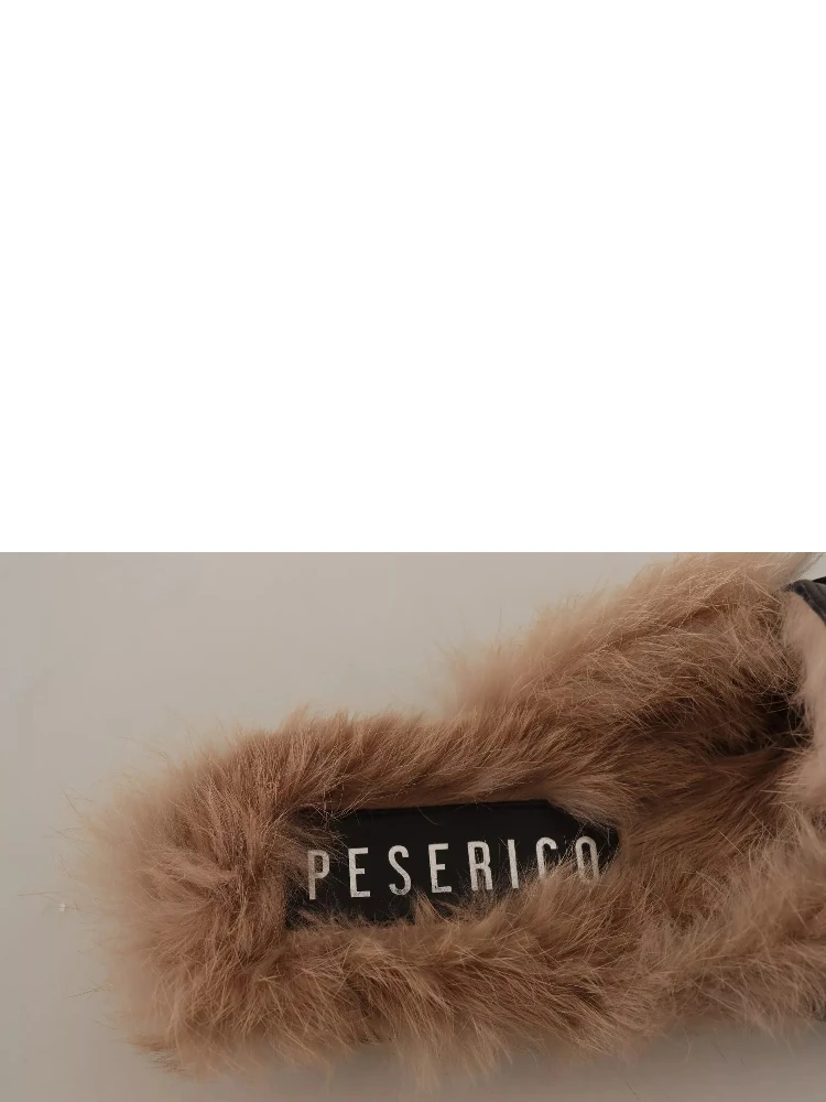 Black Leather Fur Perforated Slip On Flats Shoes alternative