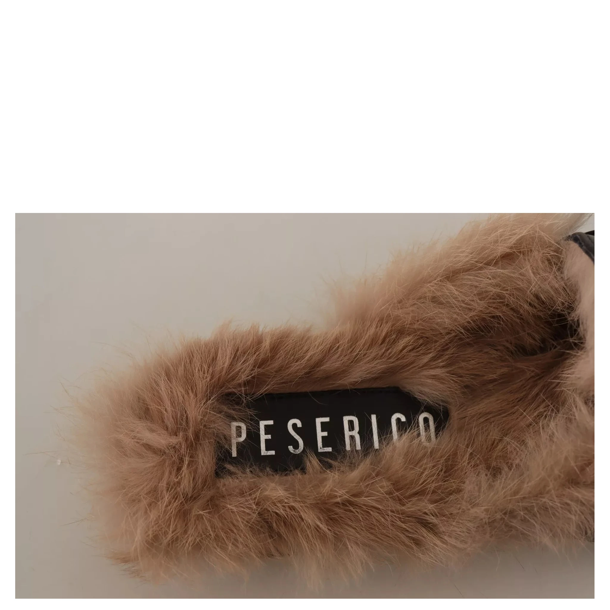 Black Leather Fur Perforated Slip On Flats Shoes