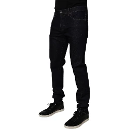 Black Cotton Stretch Men Skinny Denim Jeans