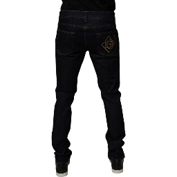 Black Cotton Stretch Men Skinny Denim Jeans