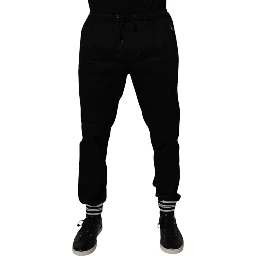 Black Cotton Stretch Jogger Sweatpants Pants