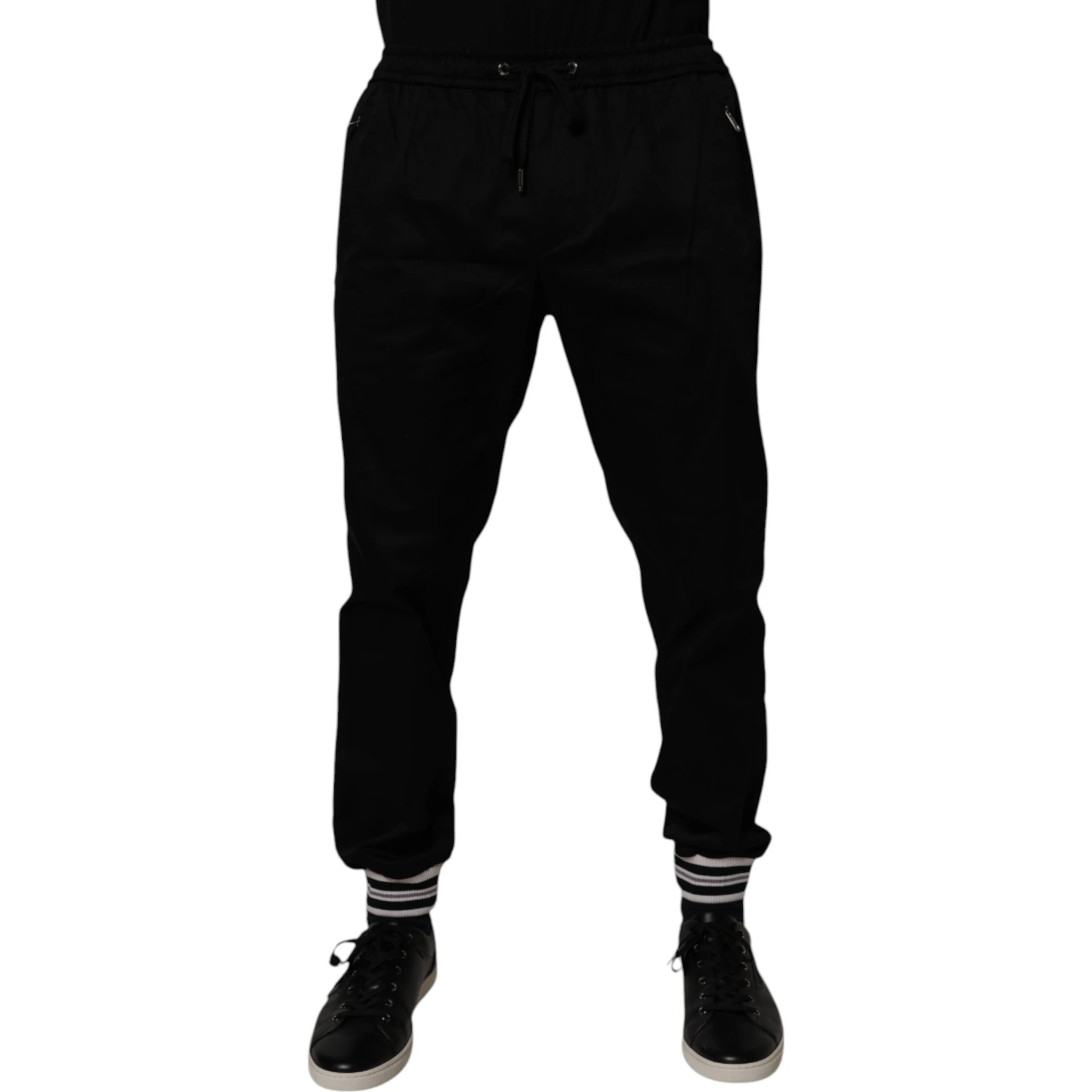 Black Cotton Stretch Jogger Sweatpants Pants