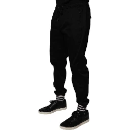 Black Cotton Stretch Jogger Sweatpants Pants