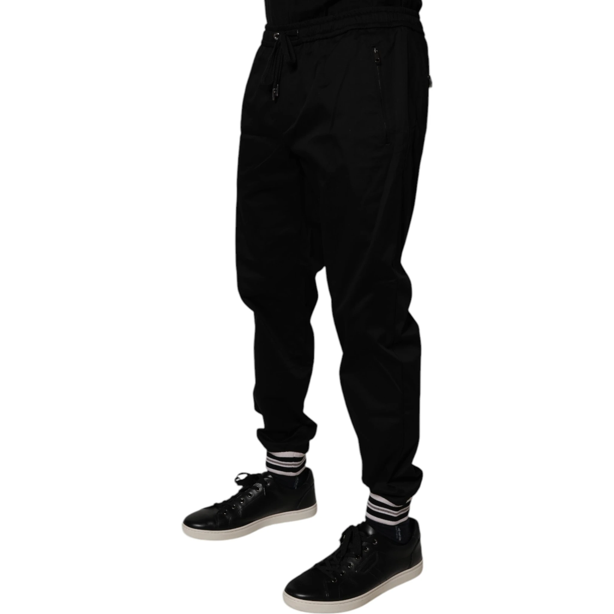 Black Cotton Stretch Jogger Sweatpants Pants