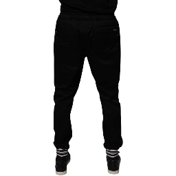 Black Cotton Stretch Jogger Sweatpants Pants