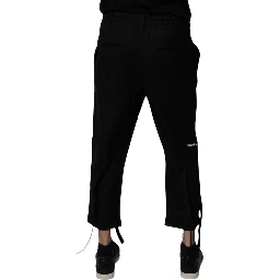 Black Polyester Men Cropped Pants