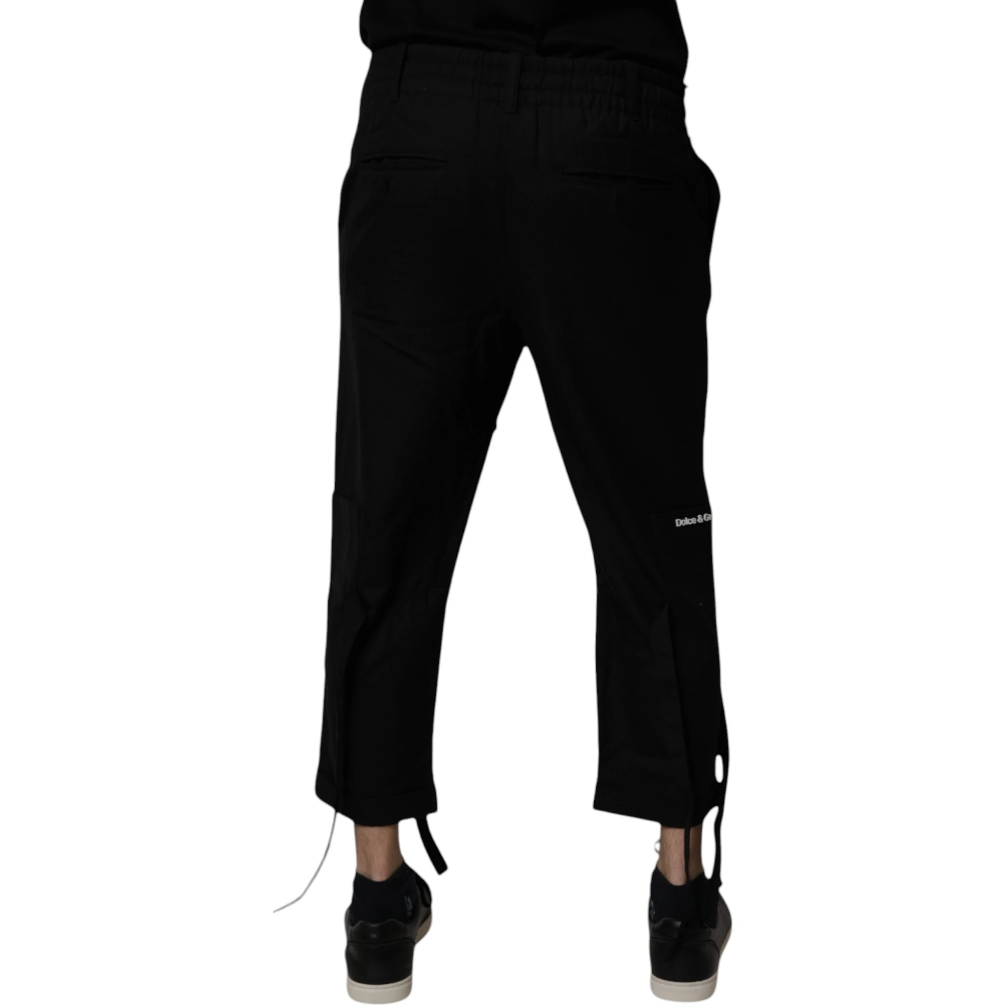 Black Polyester Men Cropped Pants
