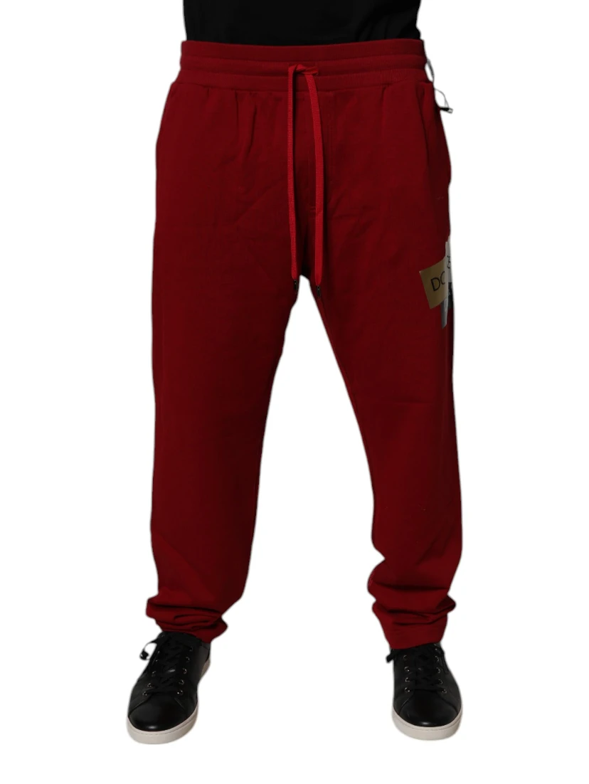 Red Logo Tape Cotton Jogger Sweatpants Pants