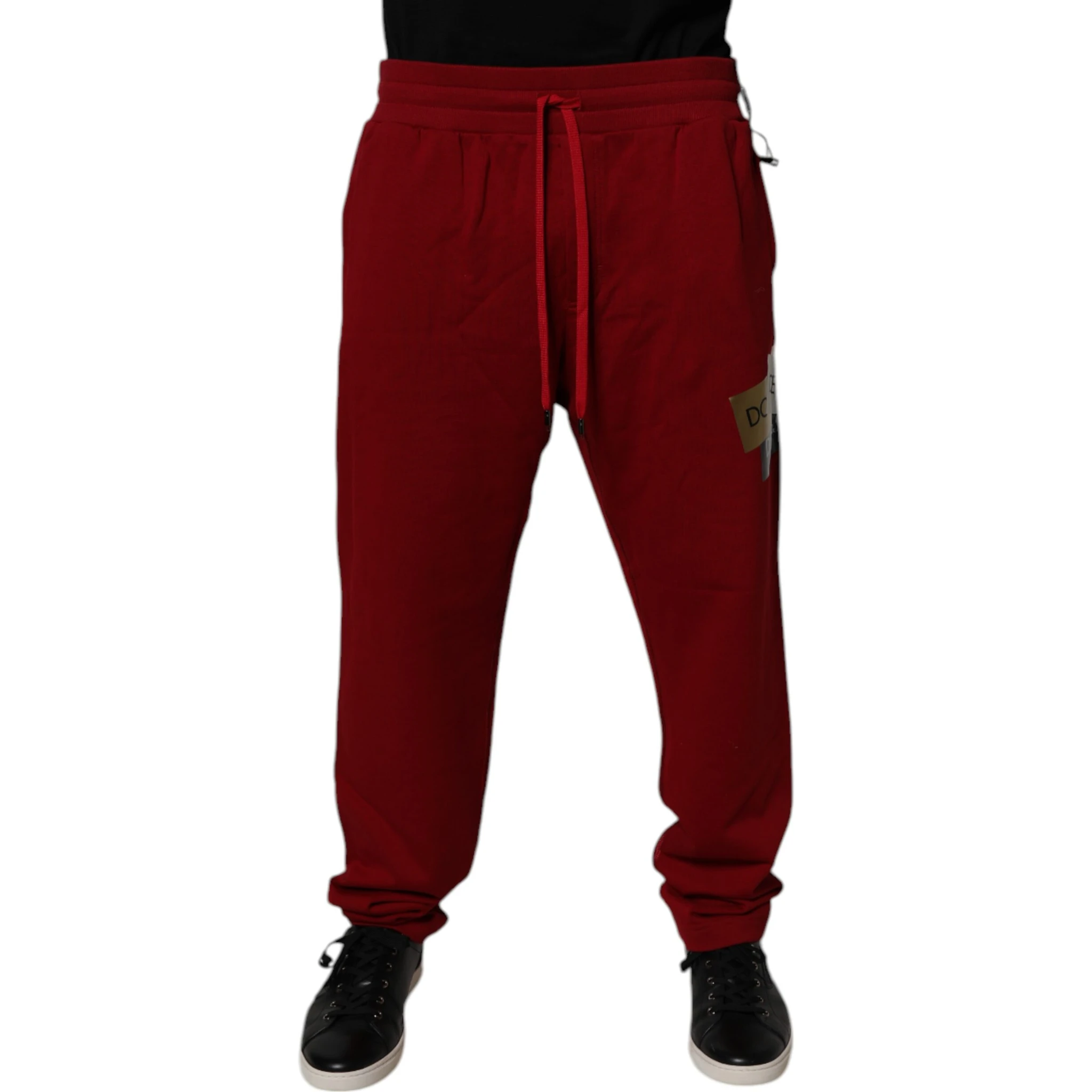 Red Logo Tape Cotton Jogger Sweatpants Pants