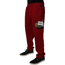 Red Logo Tape Cotton Jogger Sweatpants Pants