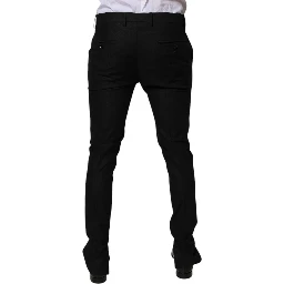 Black Virgin Wool MenSkinny Dress Formal Pants