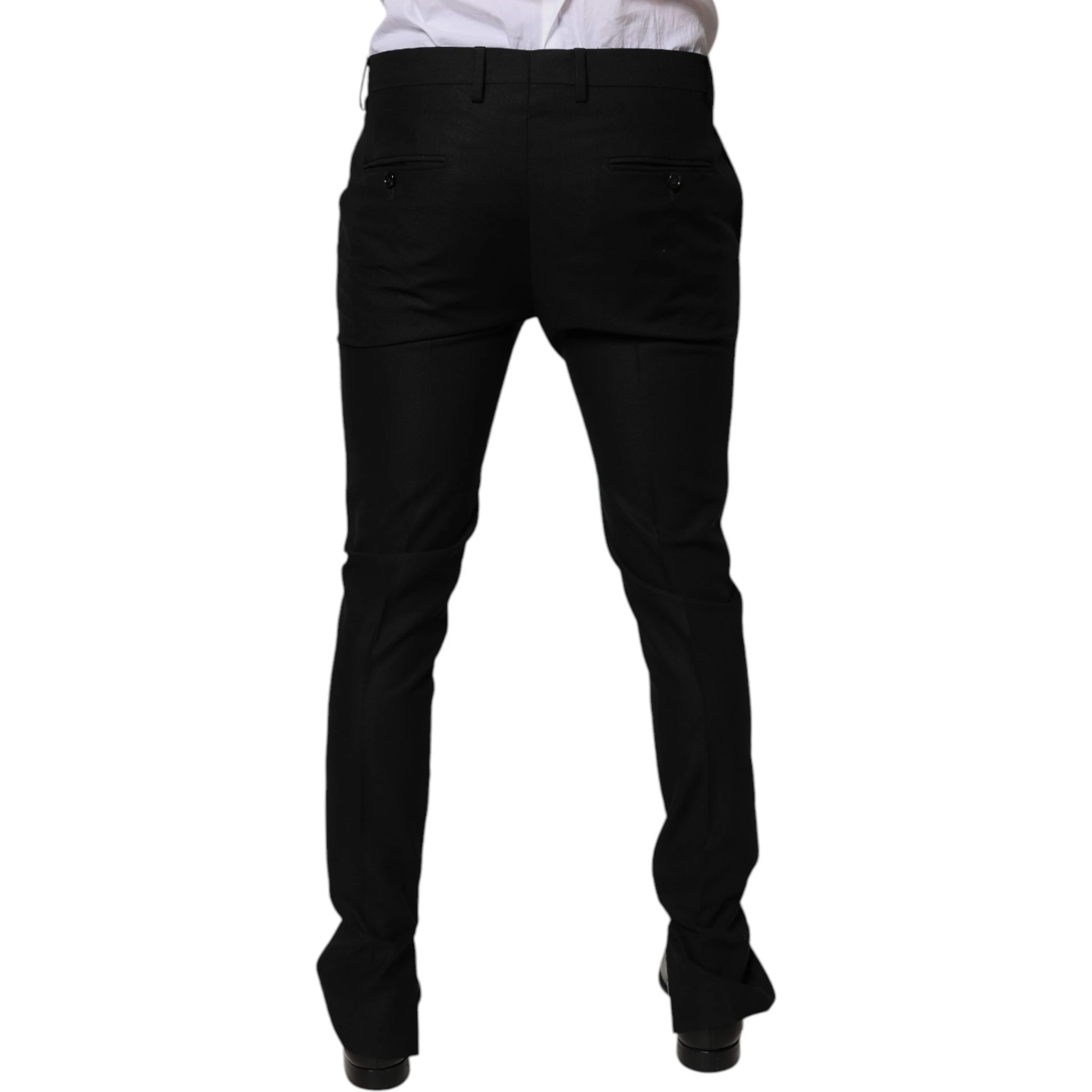 Black Virgin Wool MenSkinny Dress Formal Pants