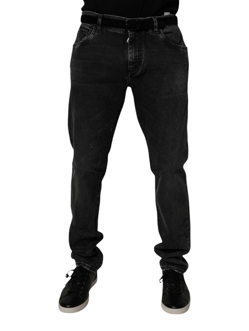 Black Cotton Stretch Men Skinny Denim Jeans