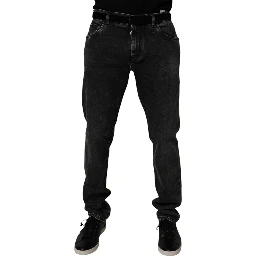 Black Cotton Stretch Men Skinny Denim Jeans