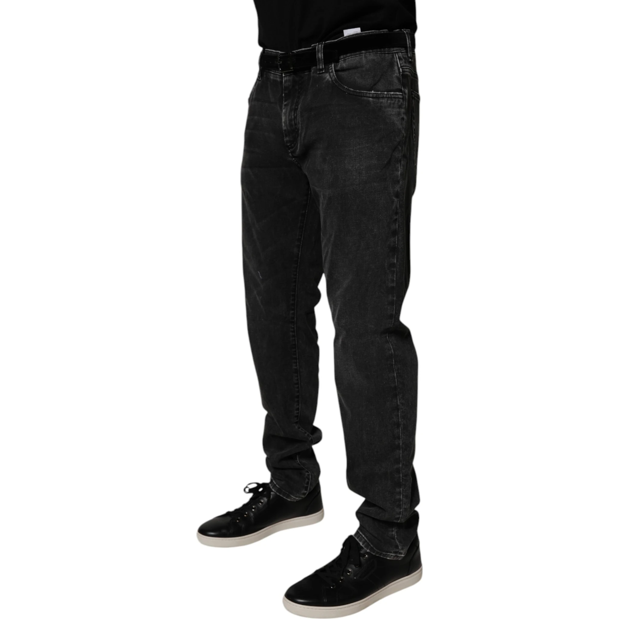Black Cotton Stretch Men Skinny Denim Jeans