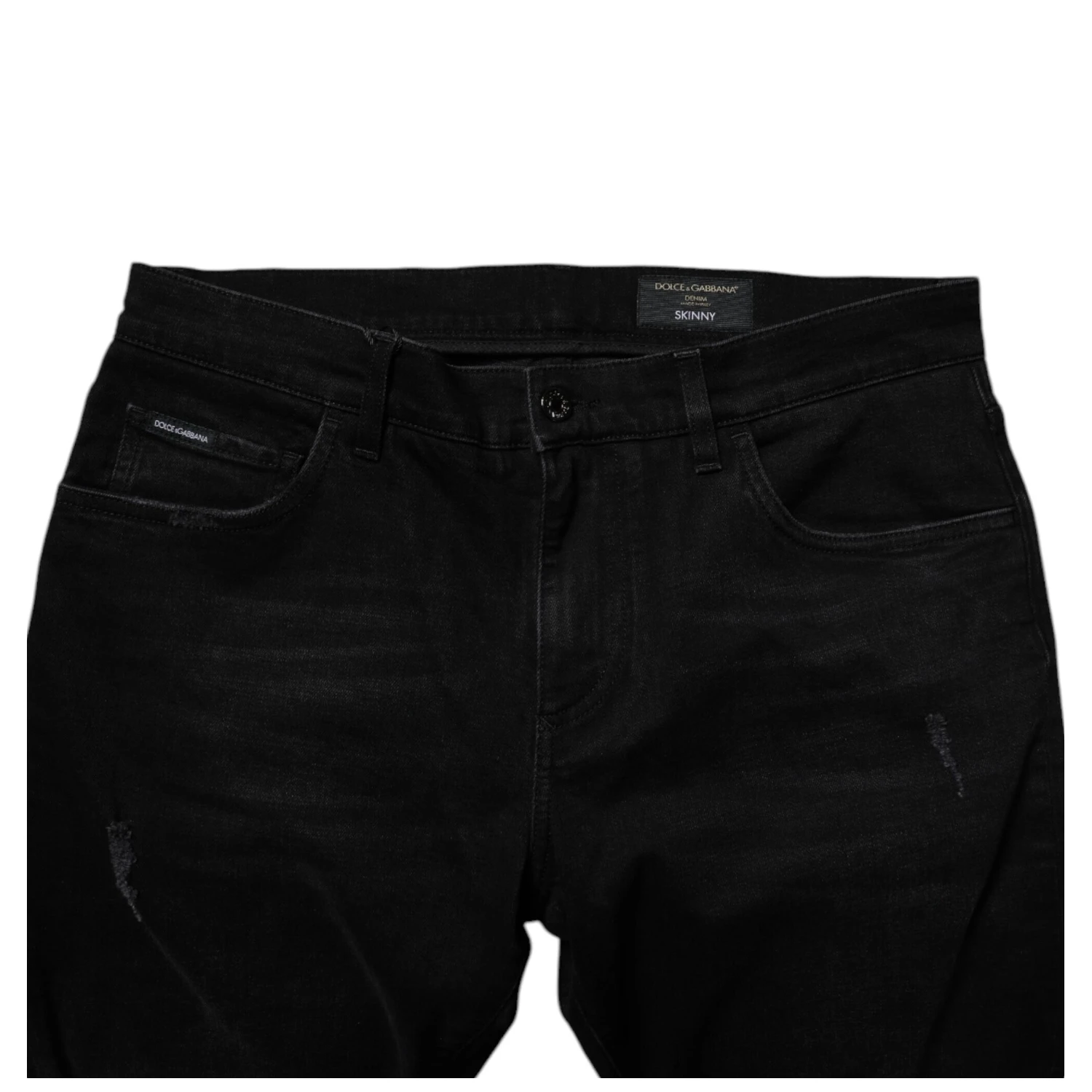 Black Cotton Tattered Skinny Men Denim Jeans