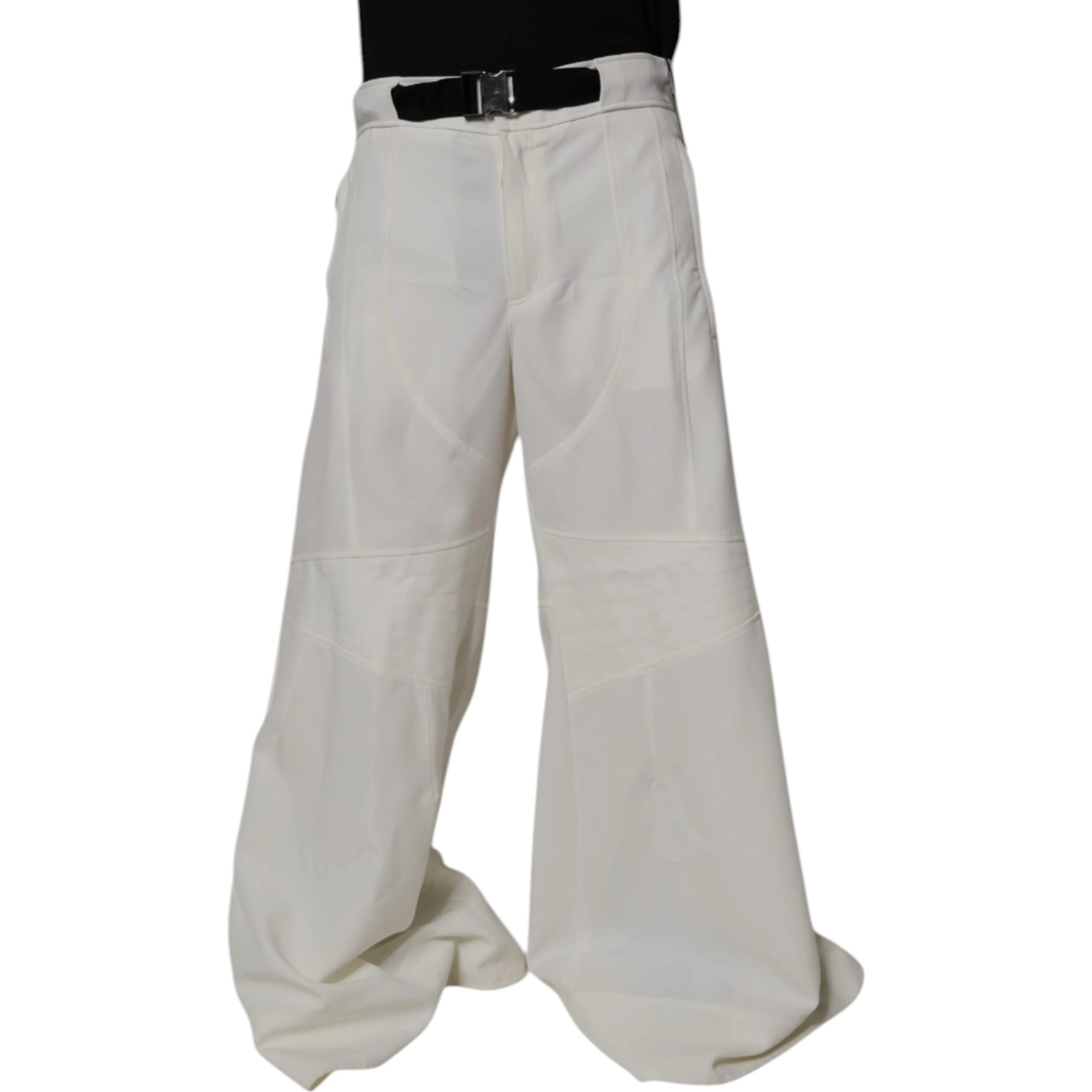 White Mid Waist Wide Leg Pants