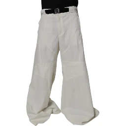 White Mid Waist Wide Leg Pants