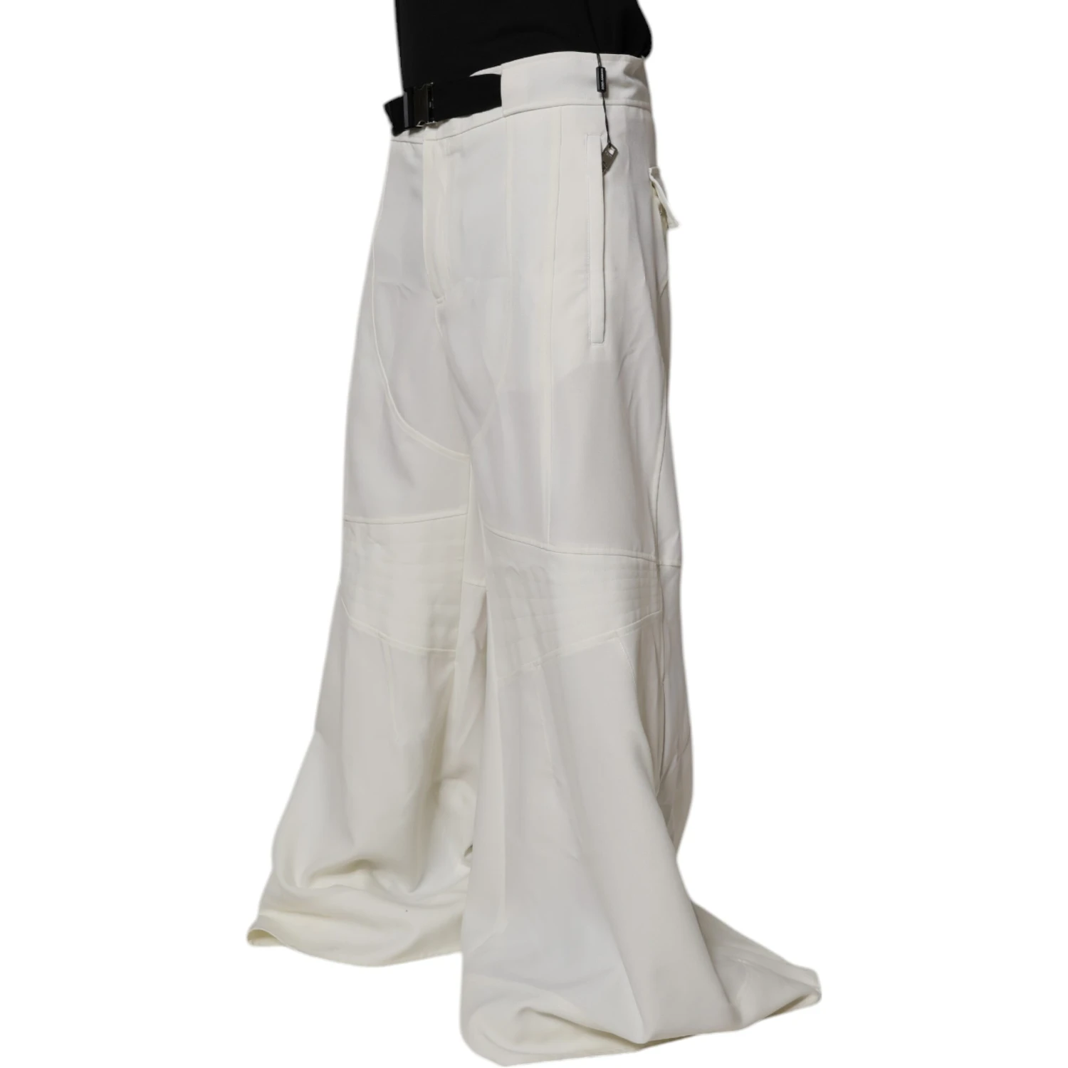 White Mid Waist Wide Leg Pants