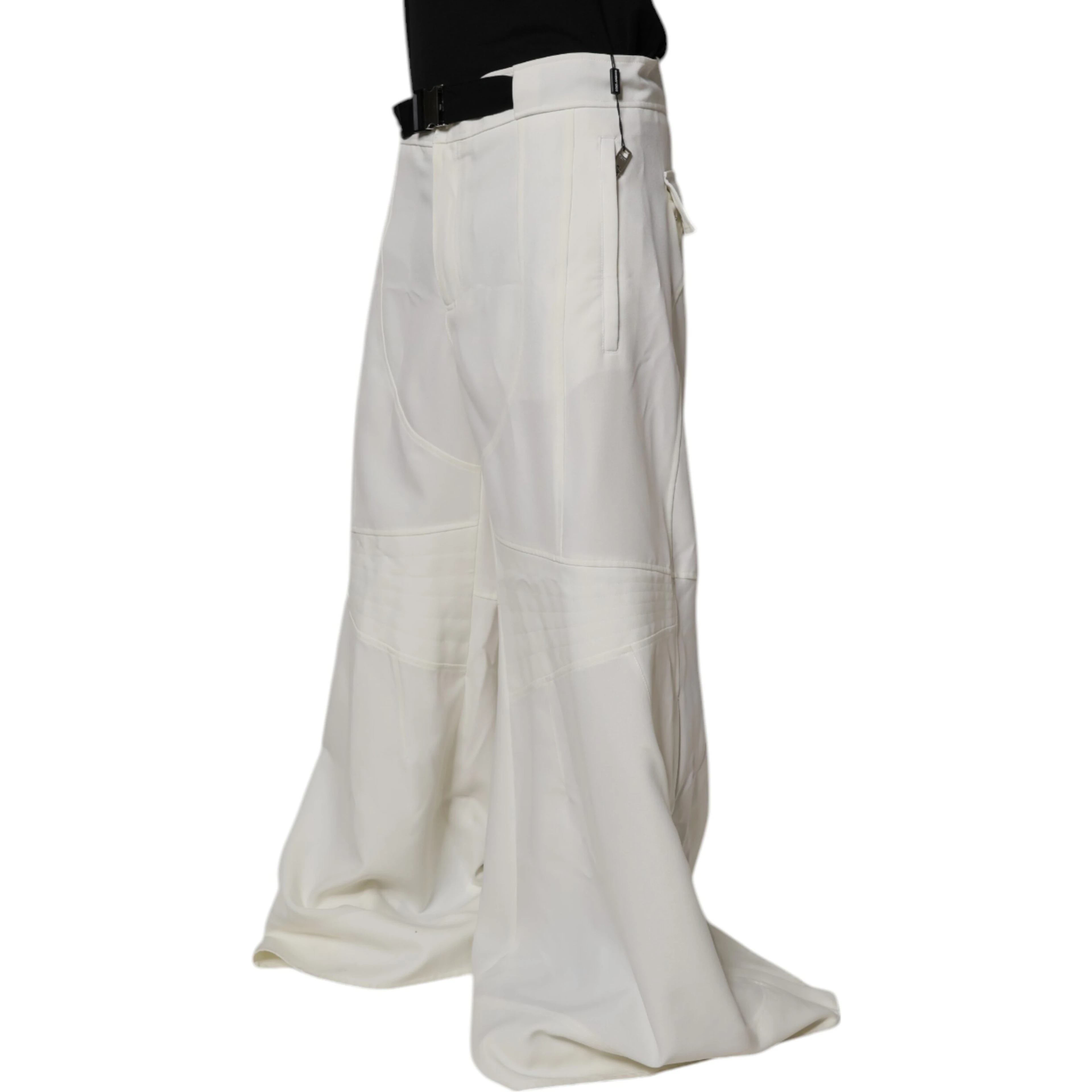 White Mid Waist Wide Leg Pants