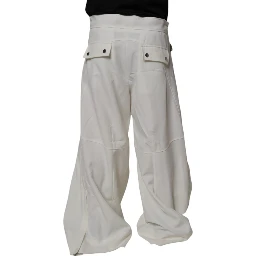White Mid Waist Wide Leg Pants