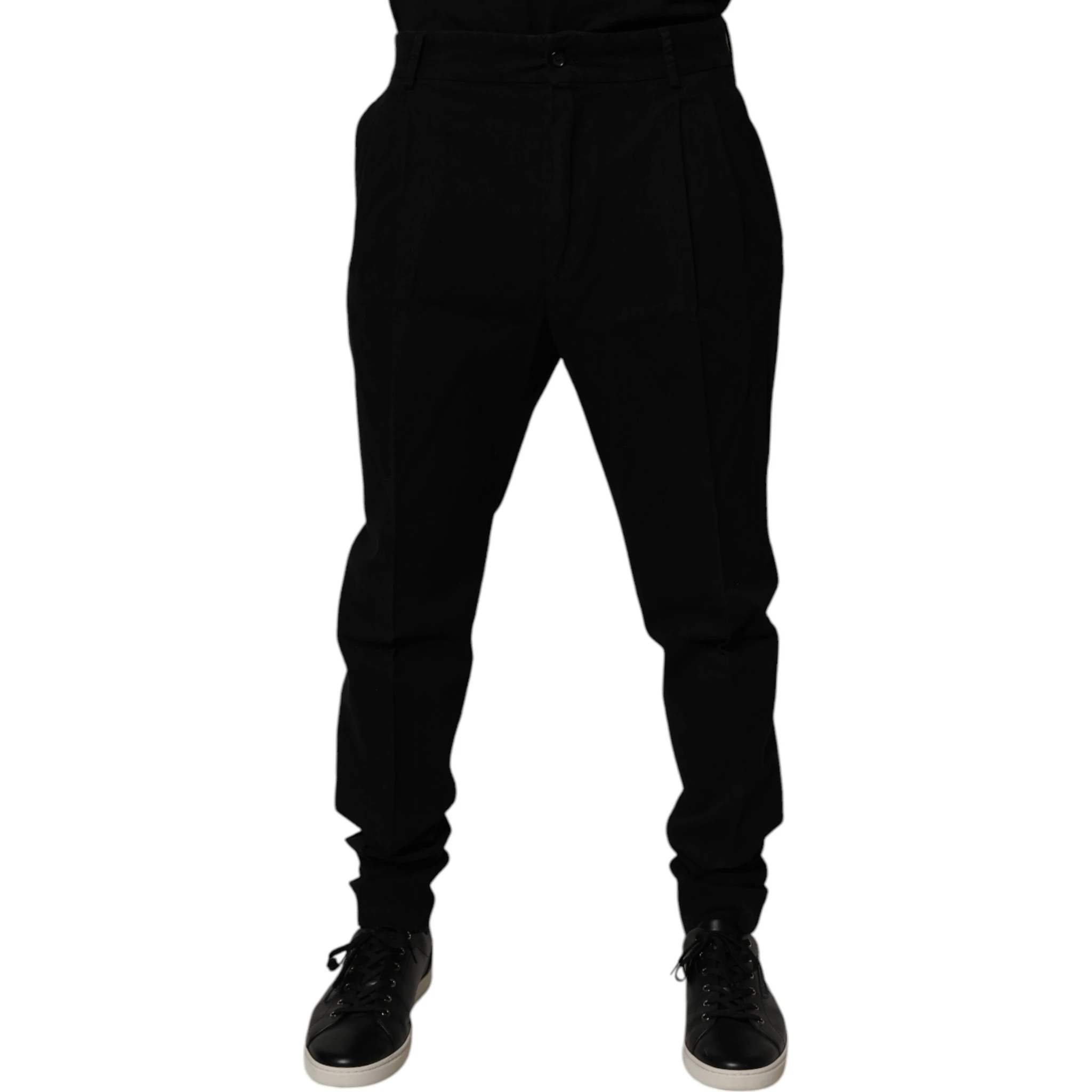 Black Cotton Stretch Skinny Pants