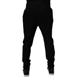 Black Cotton Stretch Skinny Pants