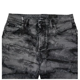 Gray Tie Dye Cotton Skinny Men Denim Jeans