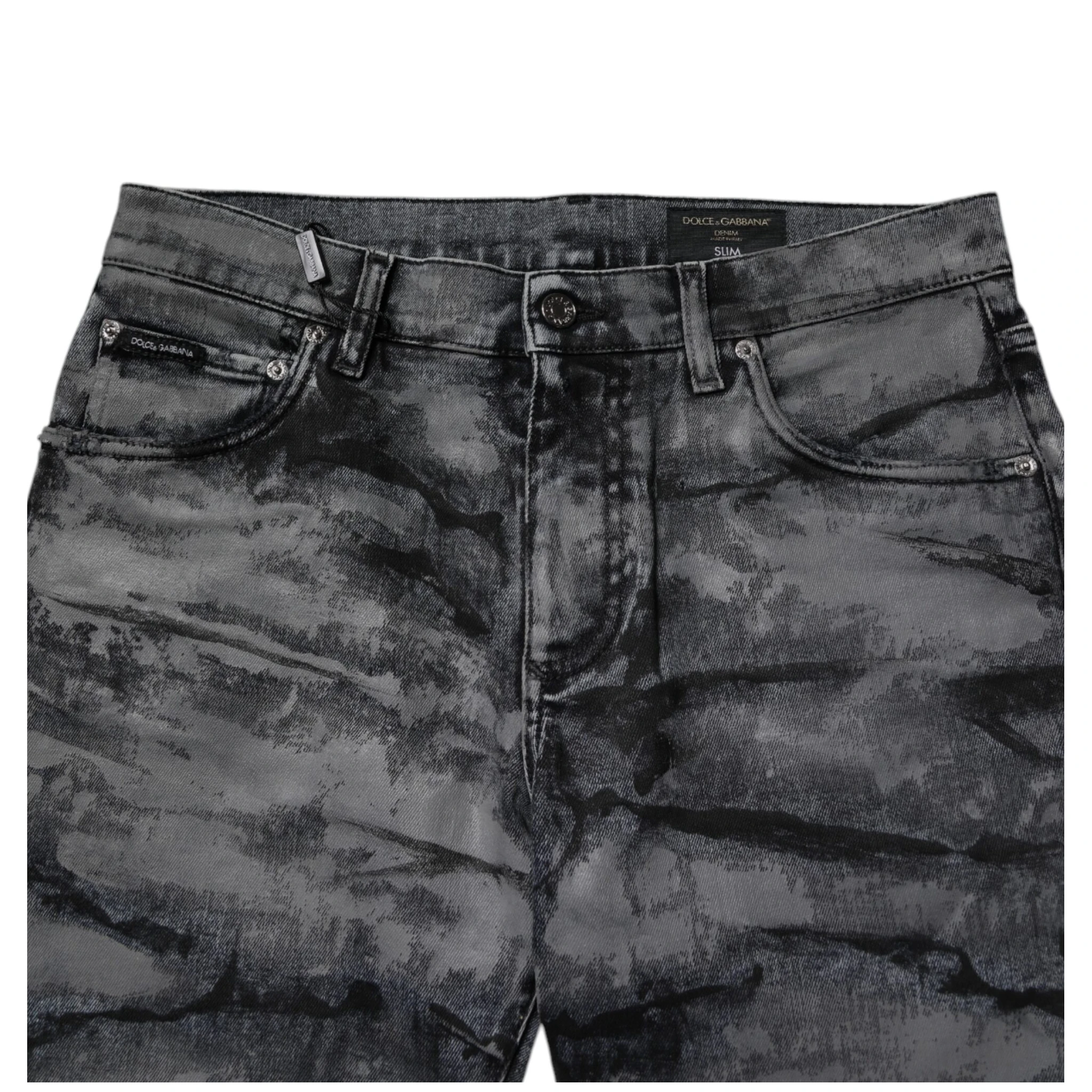 Gray Tie Dye Cotton Skinny Men Denim Jeans