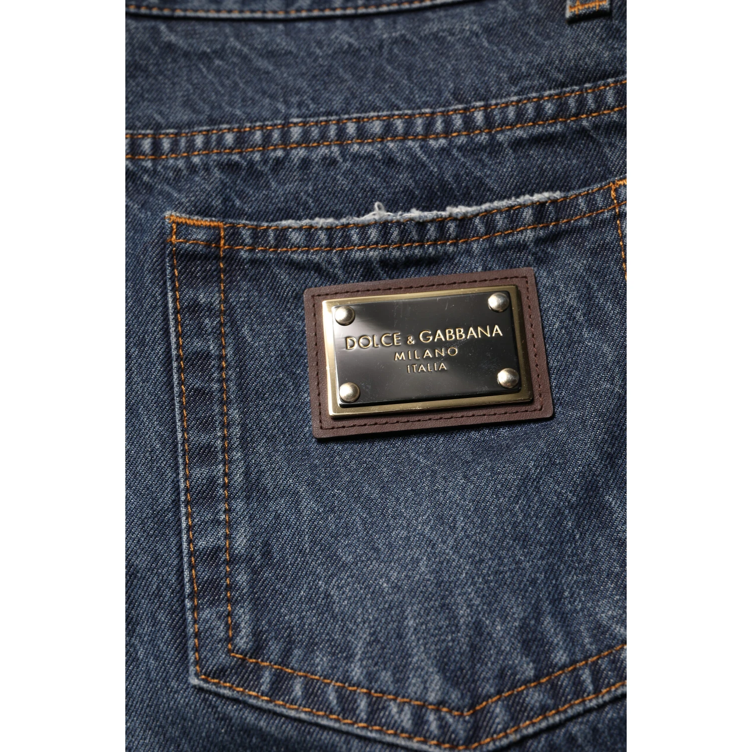 Beige Blue Floral Cotton Men Denim Jeans