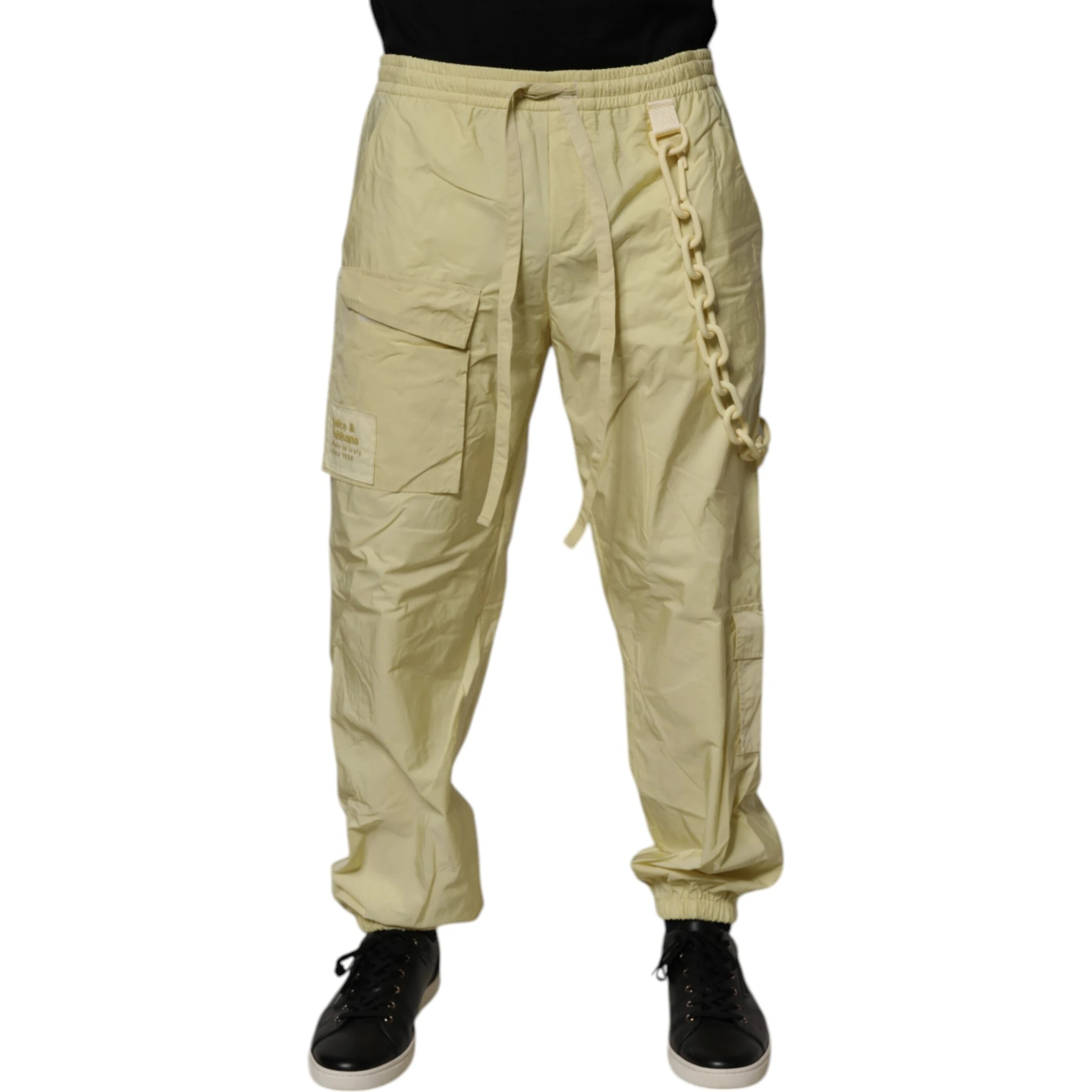 Yellow Nylon Cargo Chain Men Jogger Pants