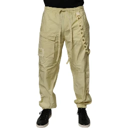 Yellow Nylon Cargo Chain Men Jogger Pants