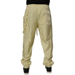 Yellow Nylon Cargo Chain Men Jogger Pants