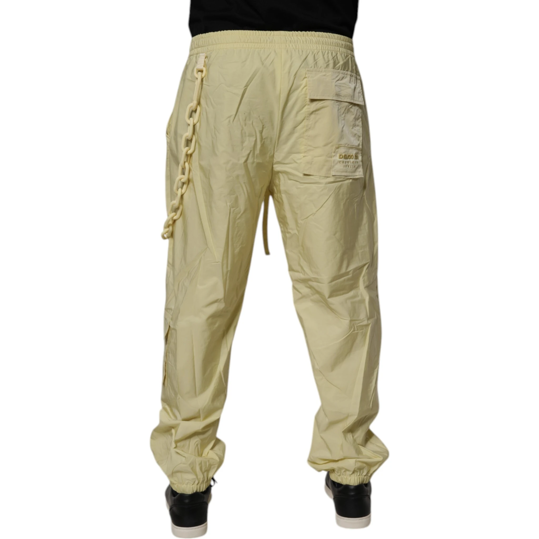 Yellow Nylon Cargo Chain Men Jogger Pants