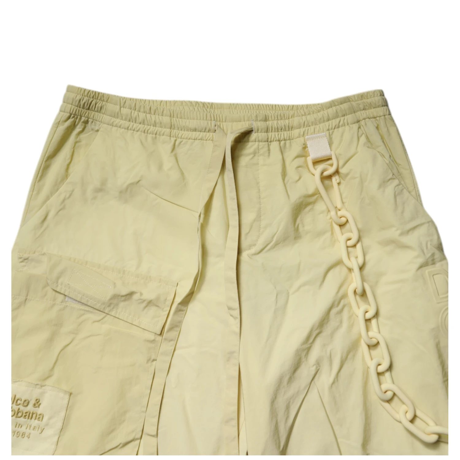 Yellow Nylon Cargo Chain Men Jogger Pants