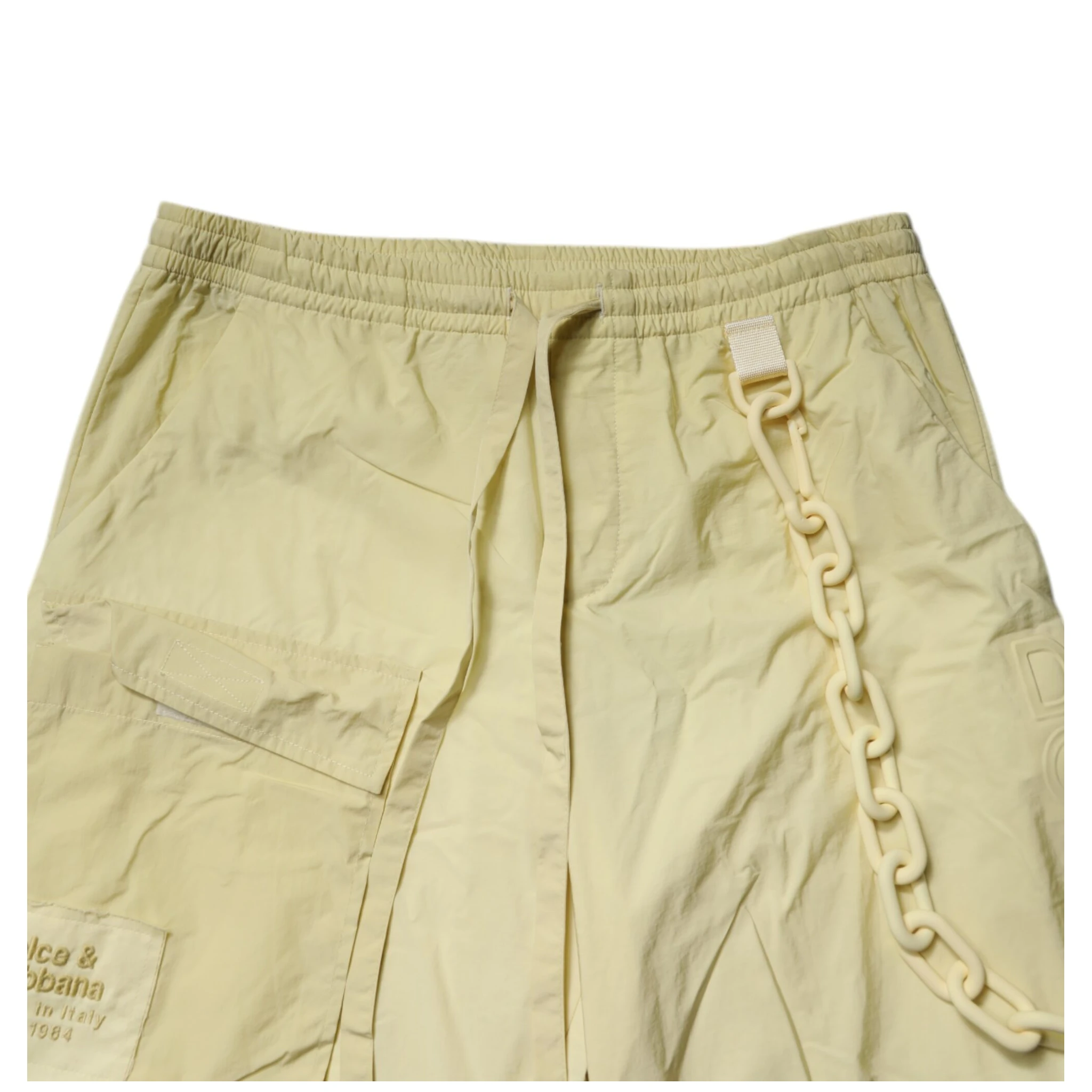 Yellow Nylon Cargo Chain Men Jogger Pants