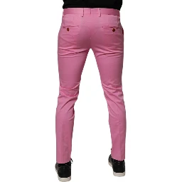 Pink Cotton Slim Fit Men Dress Formal Pants