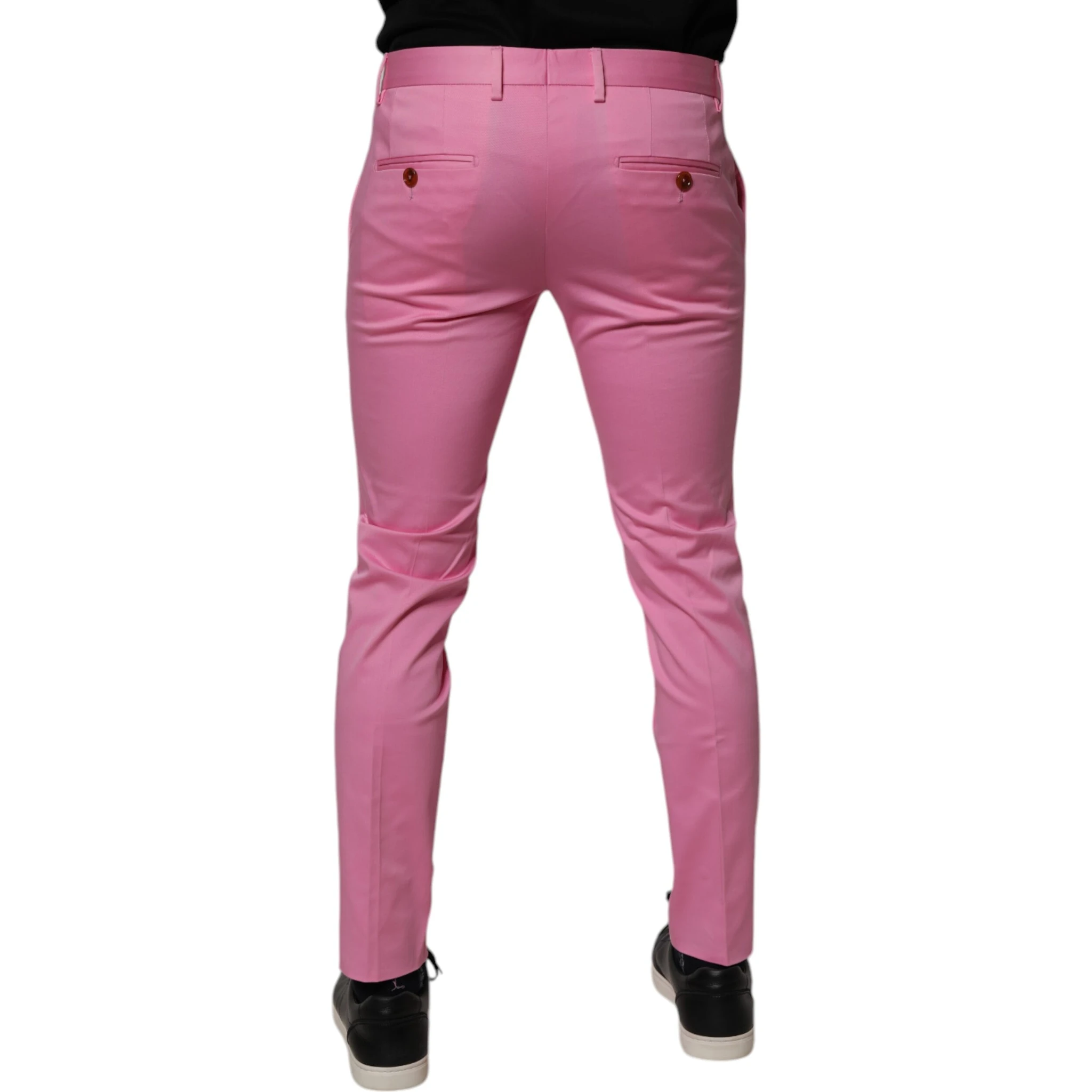 Pink Cotton Slim Fit Men Dress Formal Pants