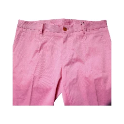 Pink Cotton Slim Fit Men Dress Formal Pants