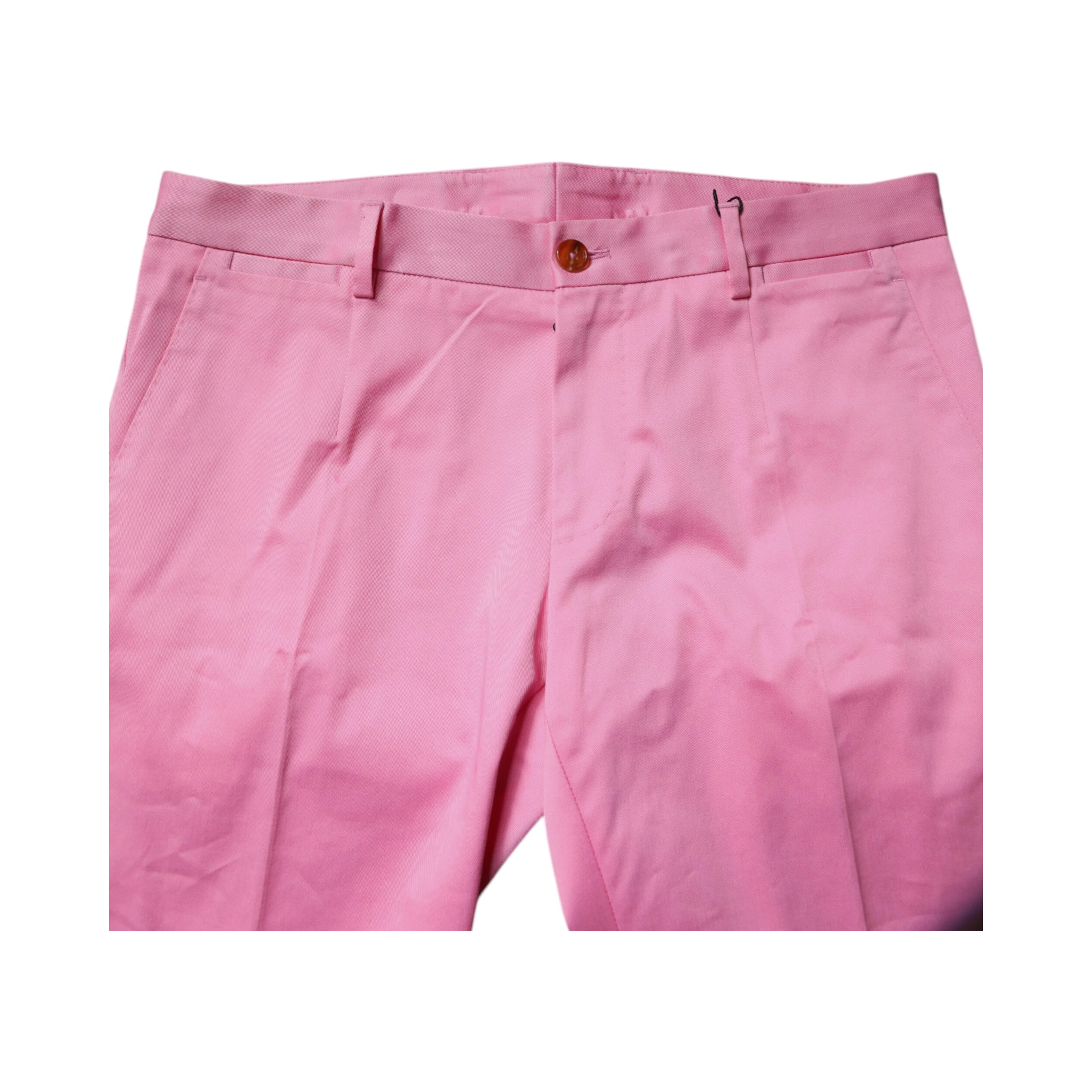 Pink Cotton Slim Fit Men Dress Formal Pants