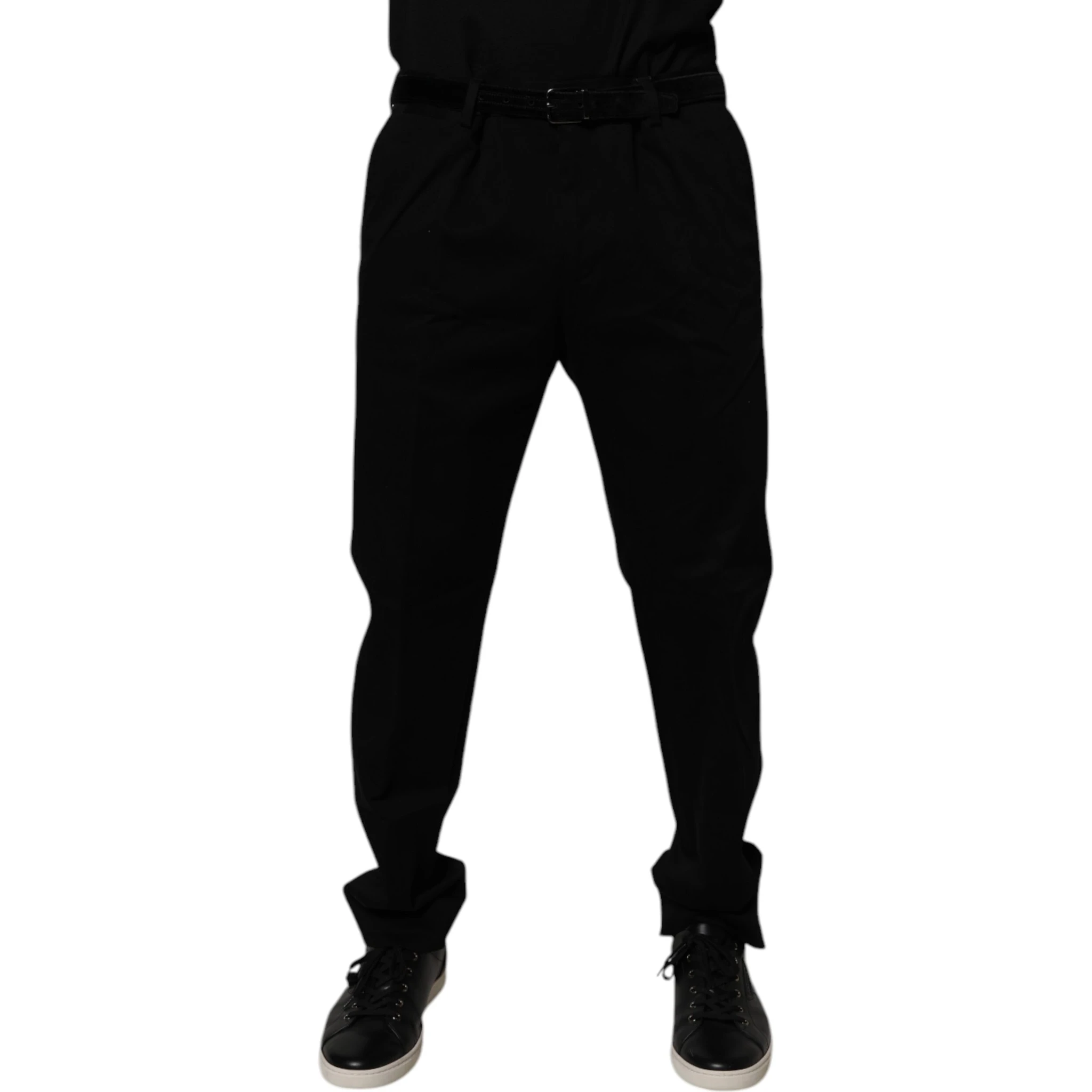 Black Cotton Men Skinny Dress Formal Pants