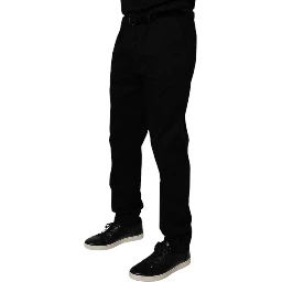 Black Cotton Men Skinny Dress Formal Pants