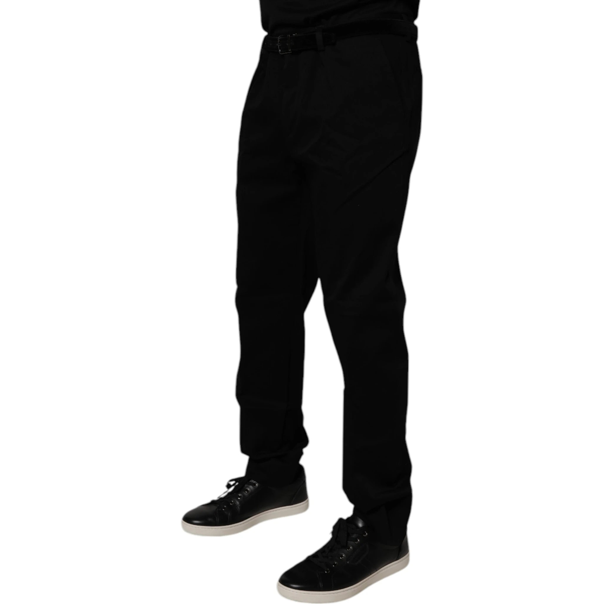 Black Cotton Men Skinny Dress Formal Pants