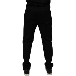 Black Cotton Men Skinny Dress Formal Pants